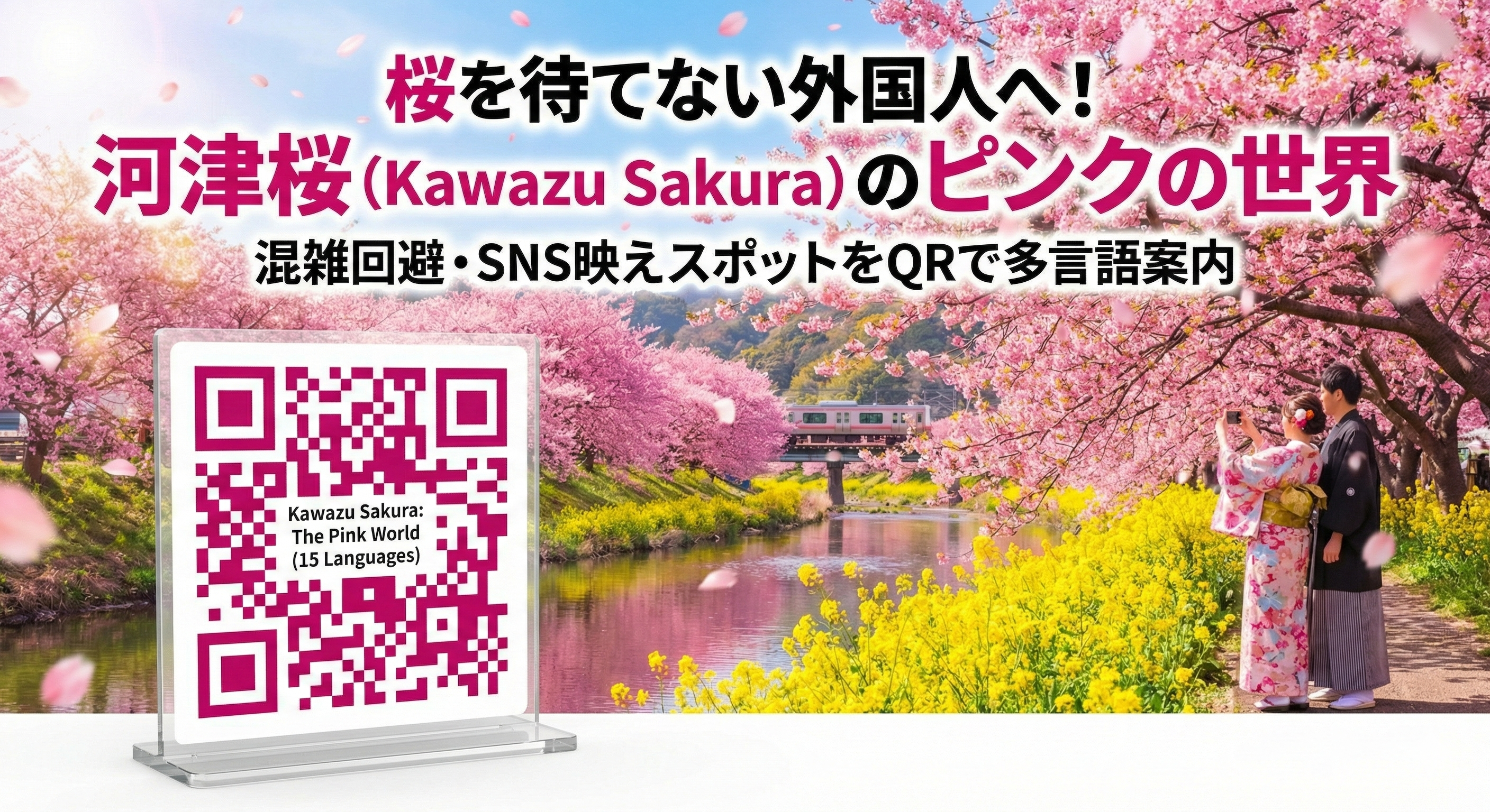 河津桜と多言語QR戦略