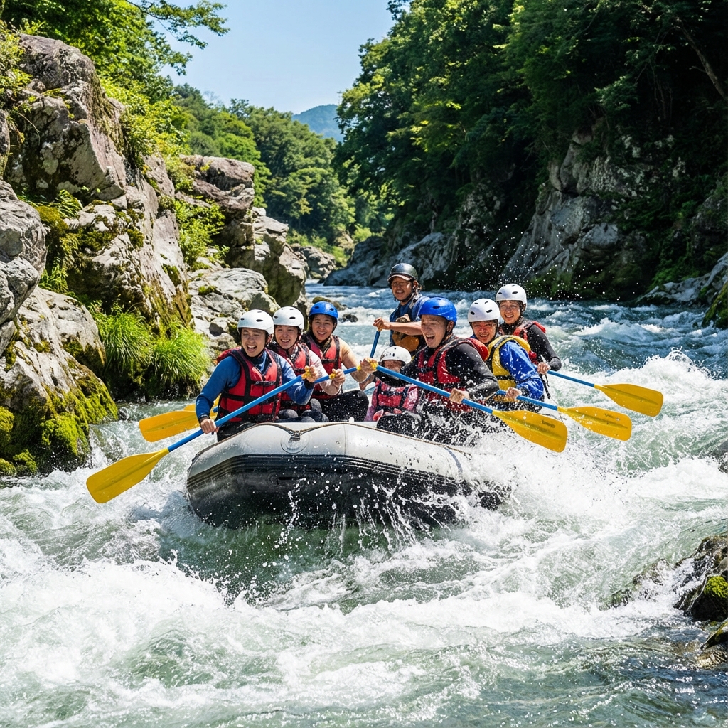 ラフティングと急流