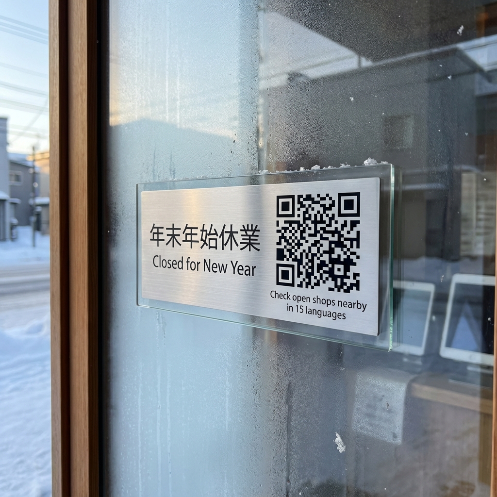 正月変則営業案内多言語ガイド