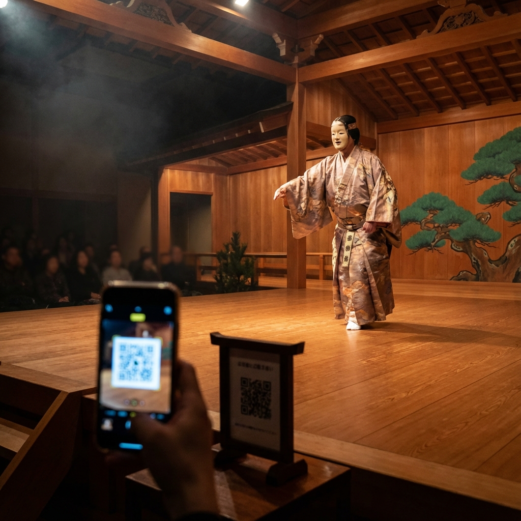 能の舞台と能面