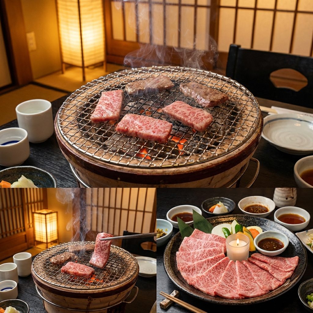 高級感のある和牛と炭火焼肉